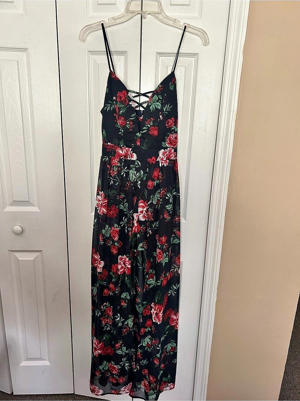 Navy Floral Maxi Romper Dress by Ambiance